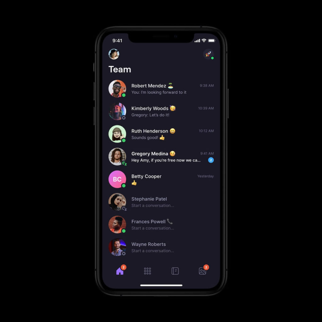 Screenshot of OpenPhone team communication