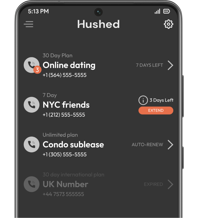 Second phone number apps: Hushed mobile app